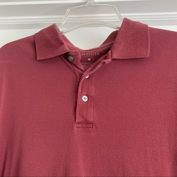 Van Heusen Deep Red Short Sleeve Polo Collared Shirt size Medium - Picture 2 of 6